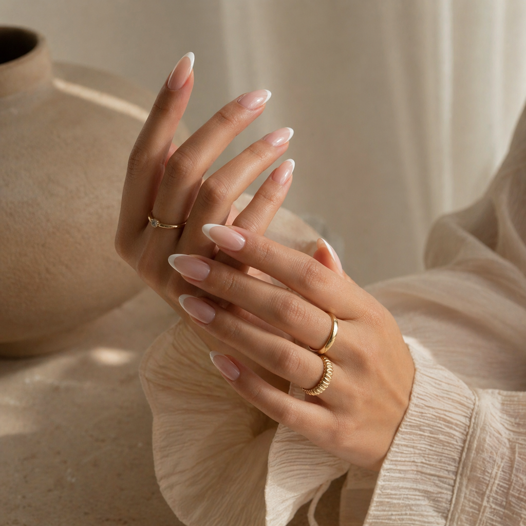 Soft French Almond Press-On Nails