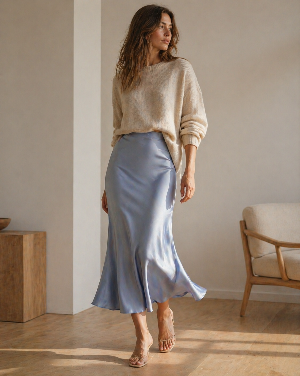 Silk Flow Midi Skirt