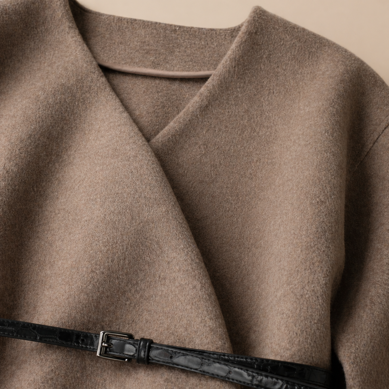Soft Wrap Wool Jacket – Taupe