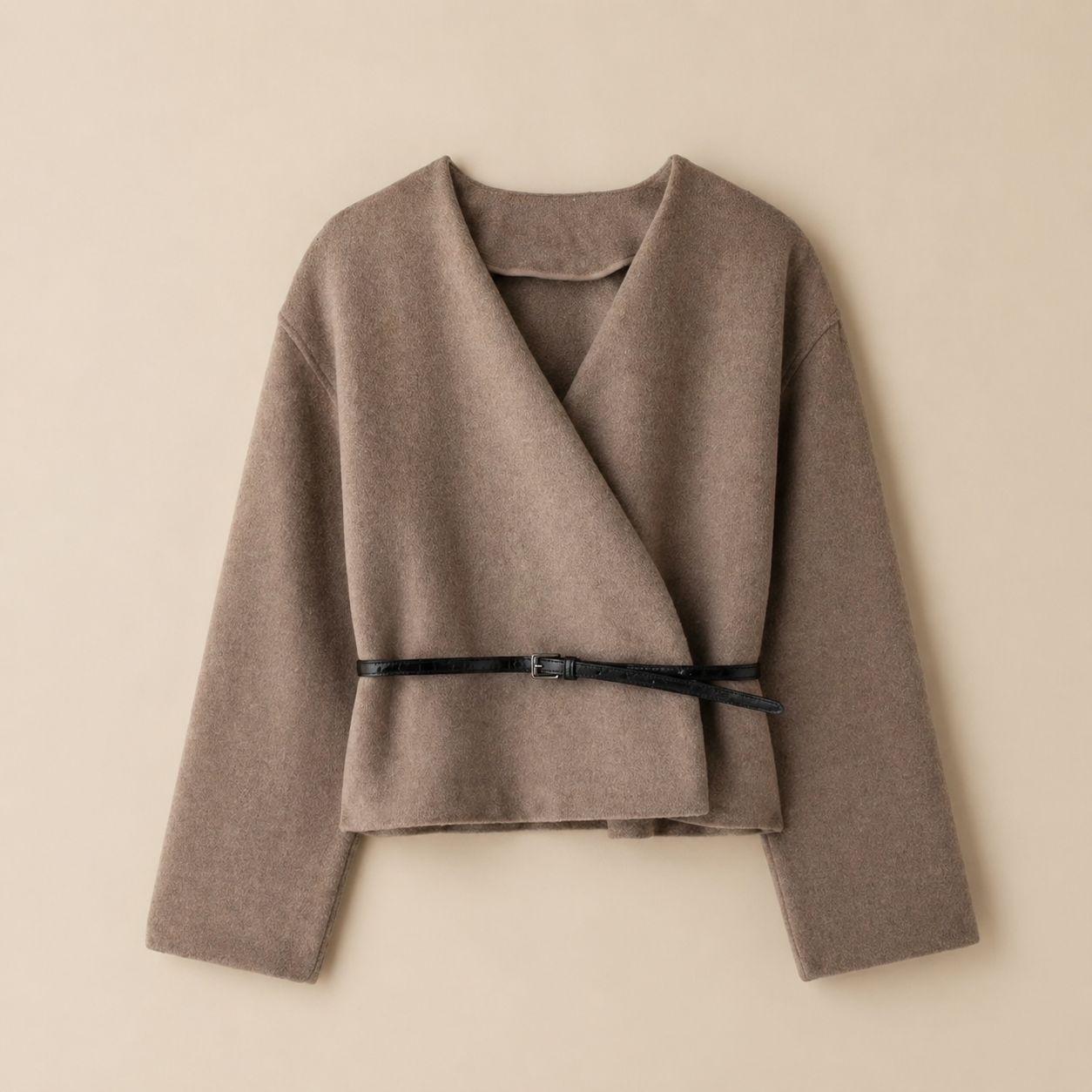 Soft Wrap Wool Jacket – Taupe