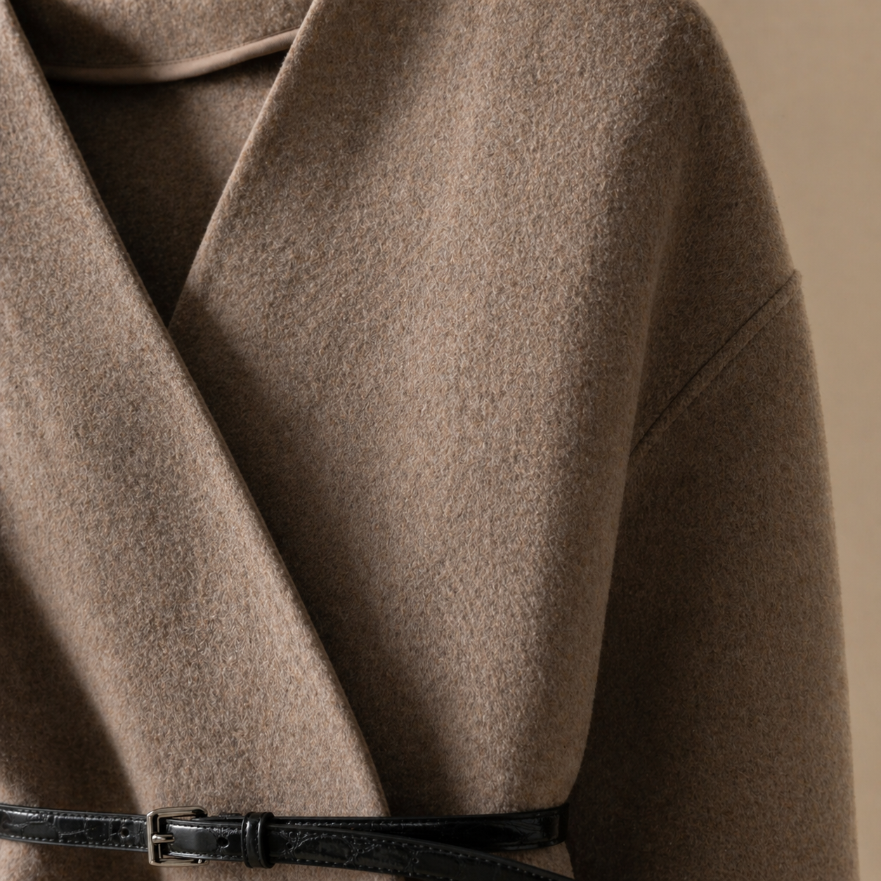 Soft Wrap Wool Jacket – Taupe