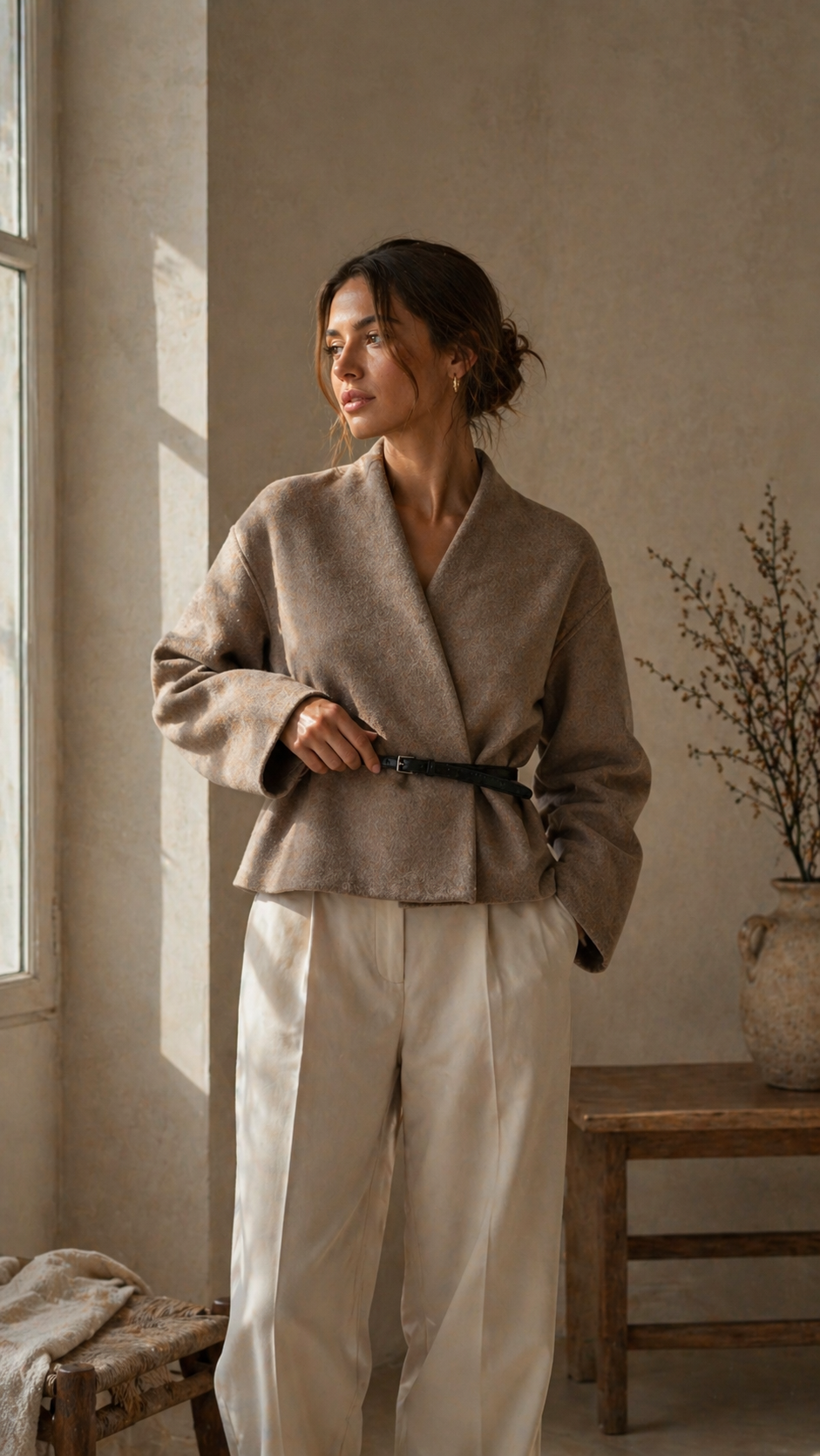 Soft Wrap Wool Jacket – Taupe