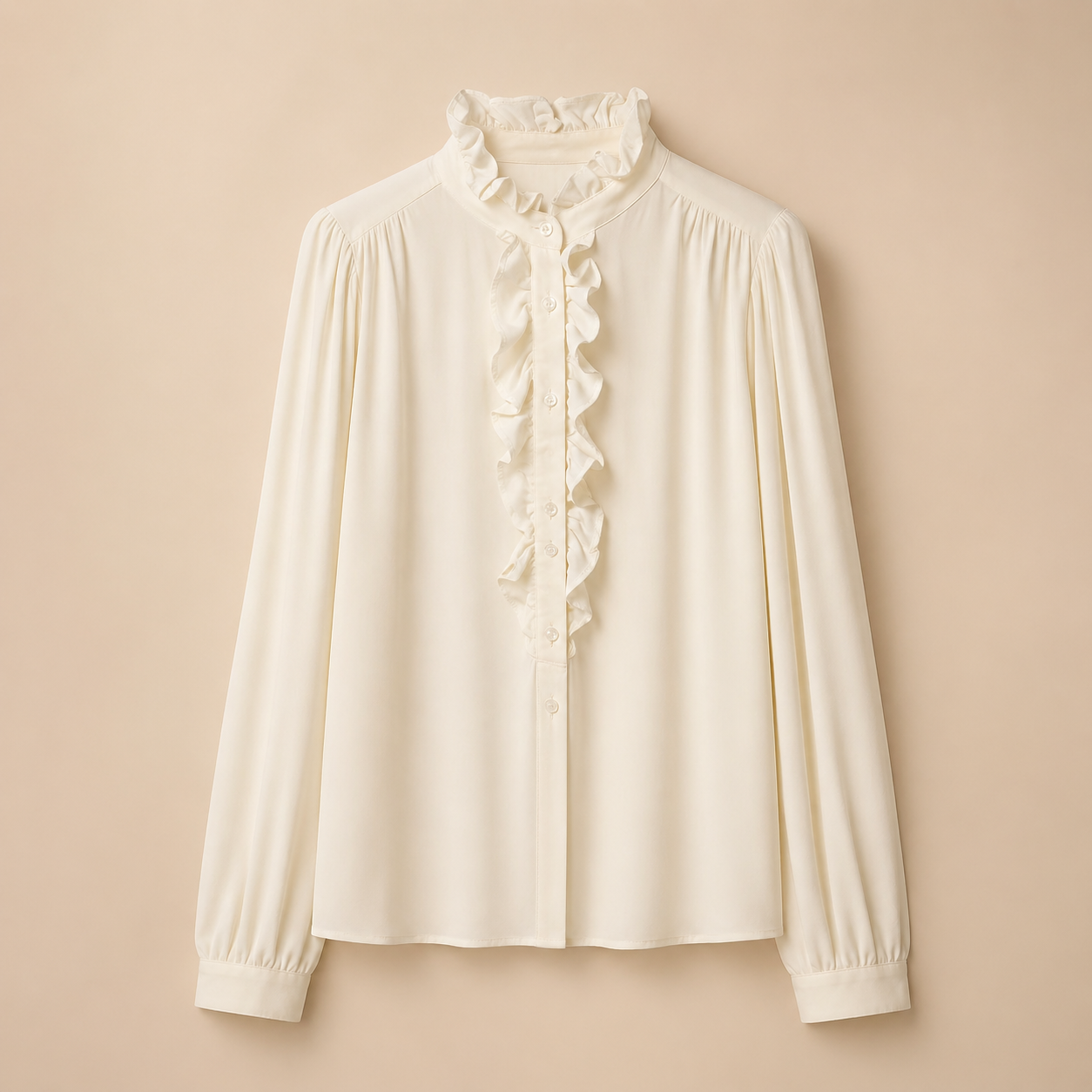 Soft Ruffle Blouse — Cream