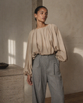Draped Volume Blouse – Soft Beige