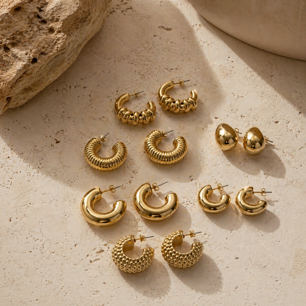 Gold Statement Hoops – setti