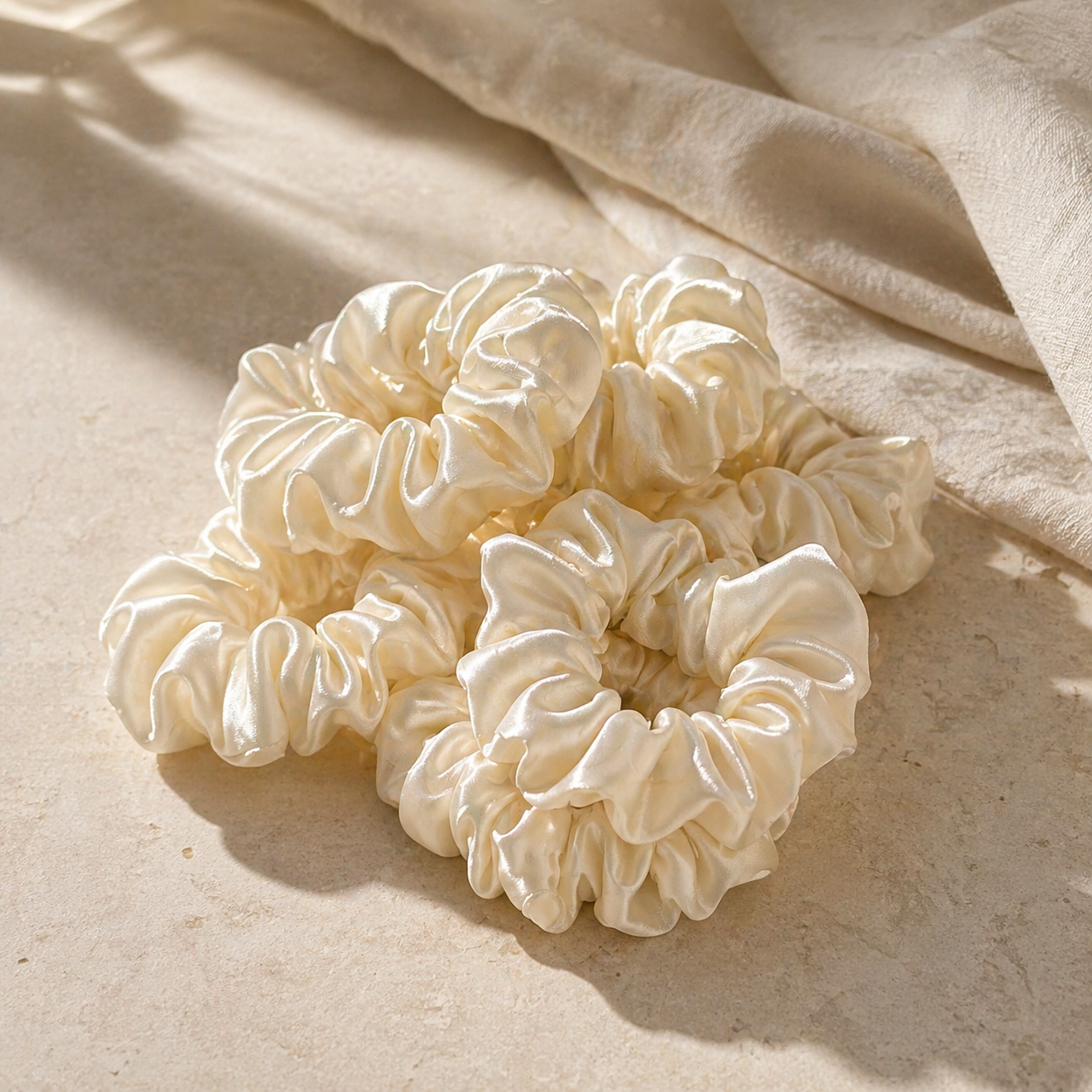 Silk Scrunchie Set – 6 pcs (Beige)9