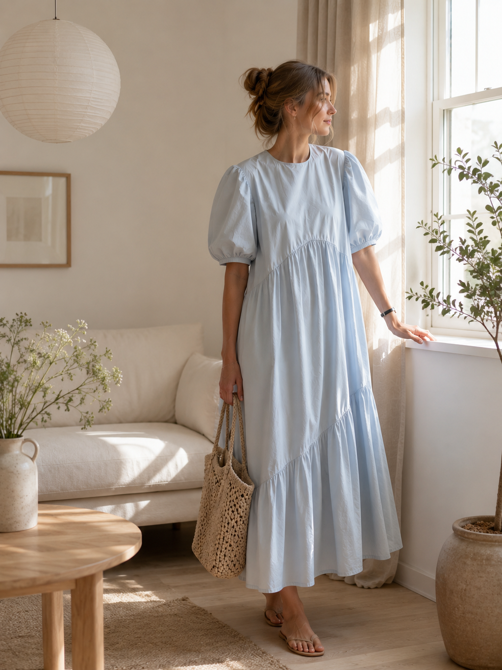 Soft Breeze Puff Maxi Dress