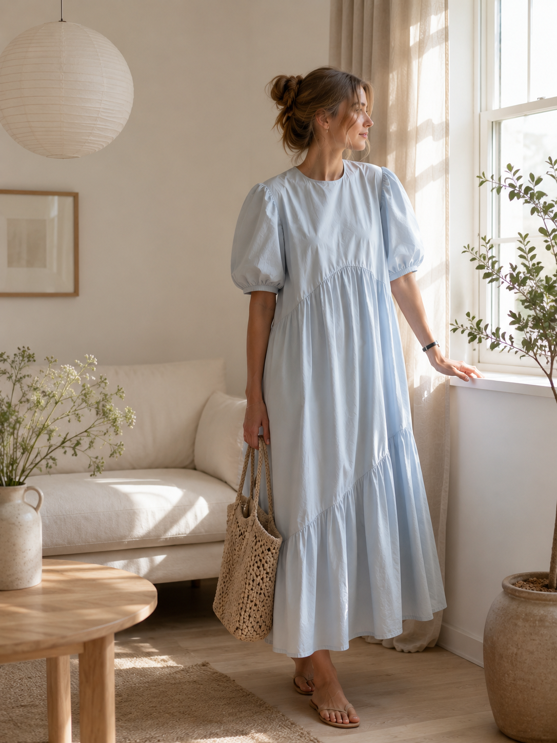 Soft Breeze Puff Maxi Dress