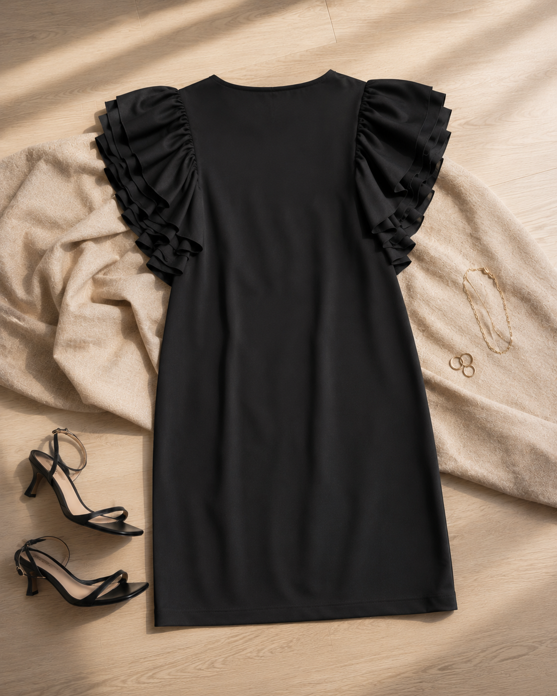 Ruffle Dress Black S