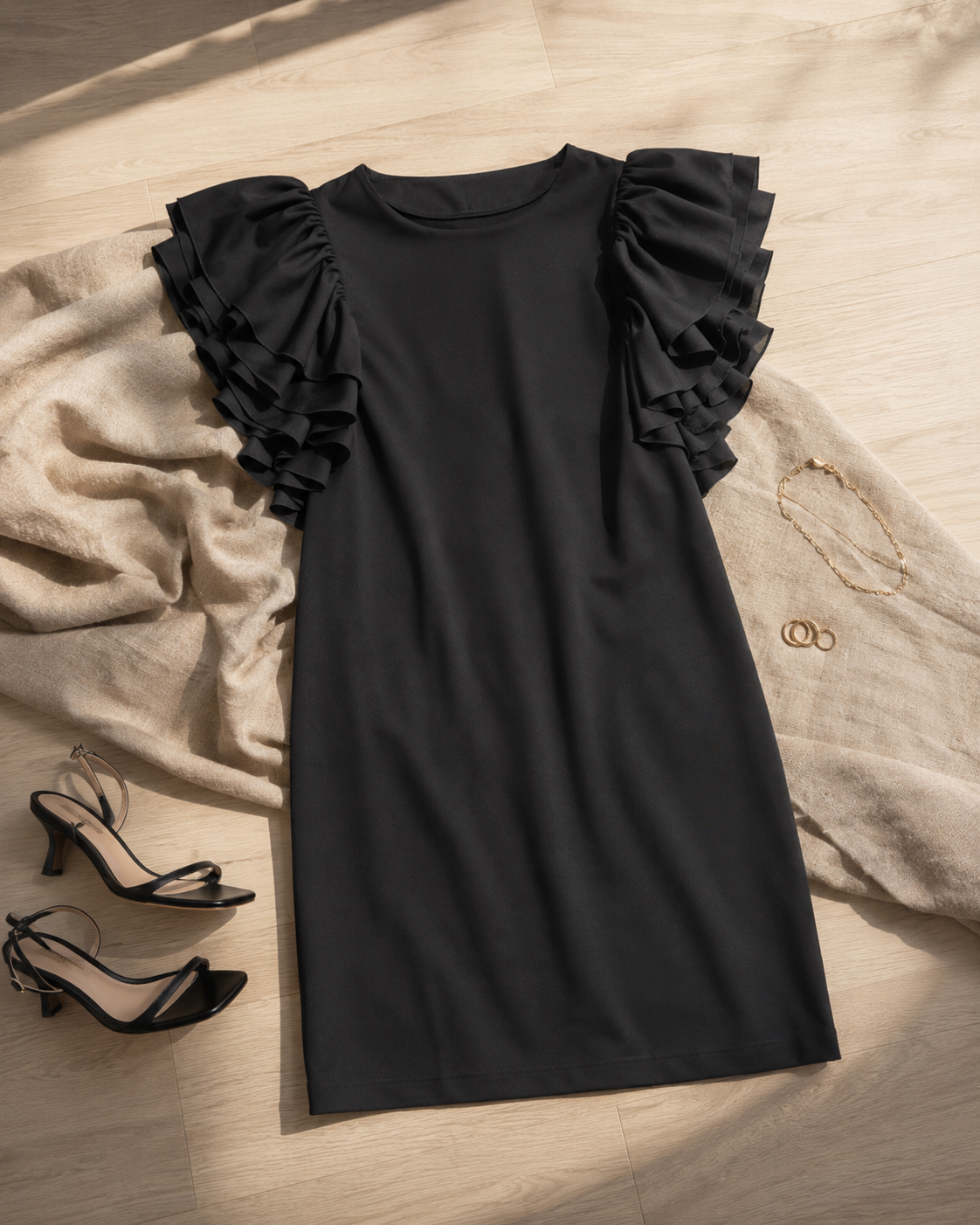 Ruffle Dress Black S