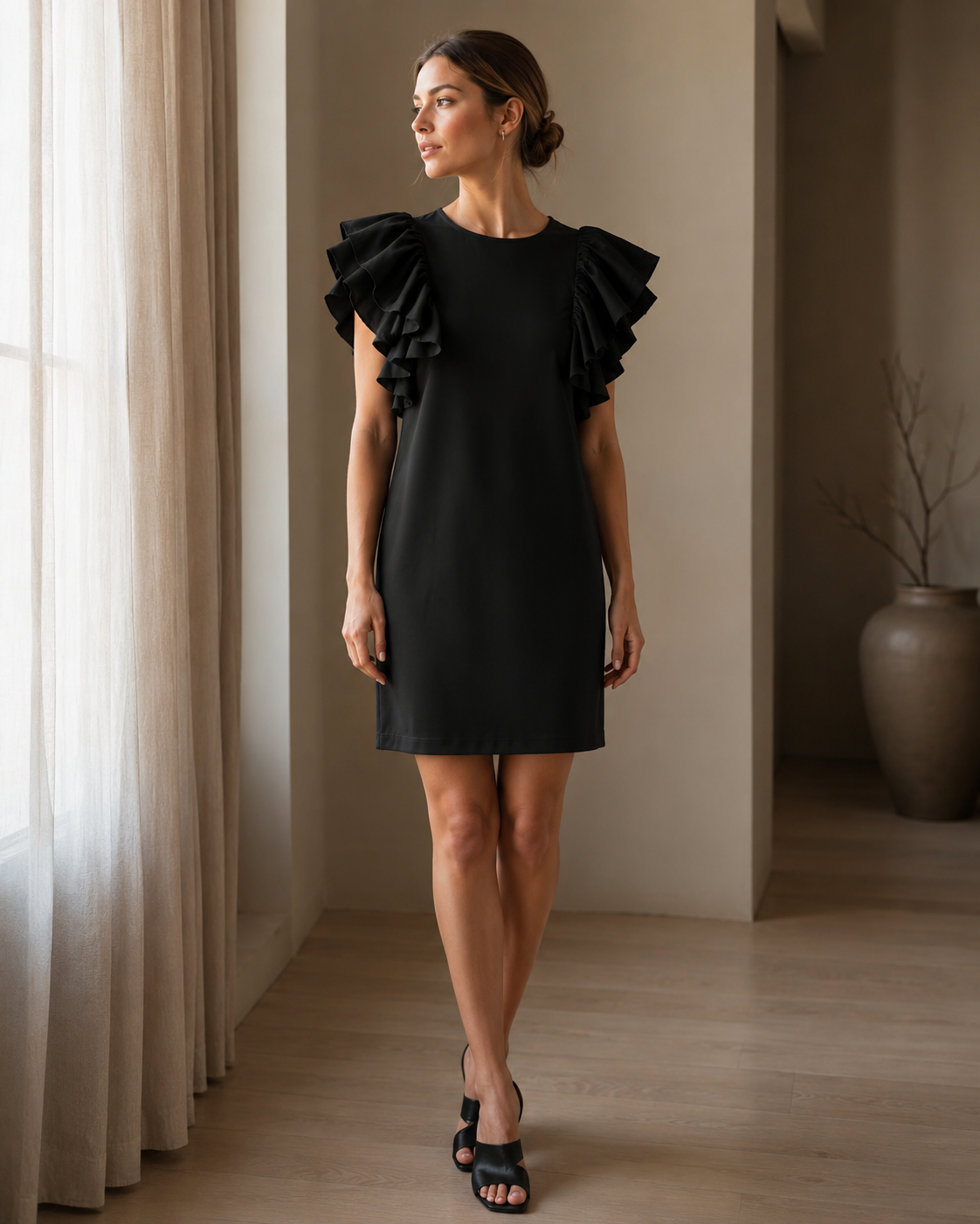 Ruffle Dress Black S