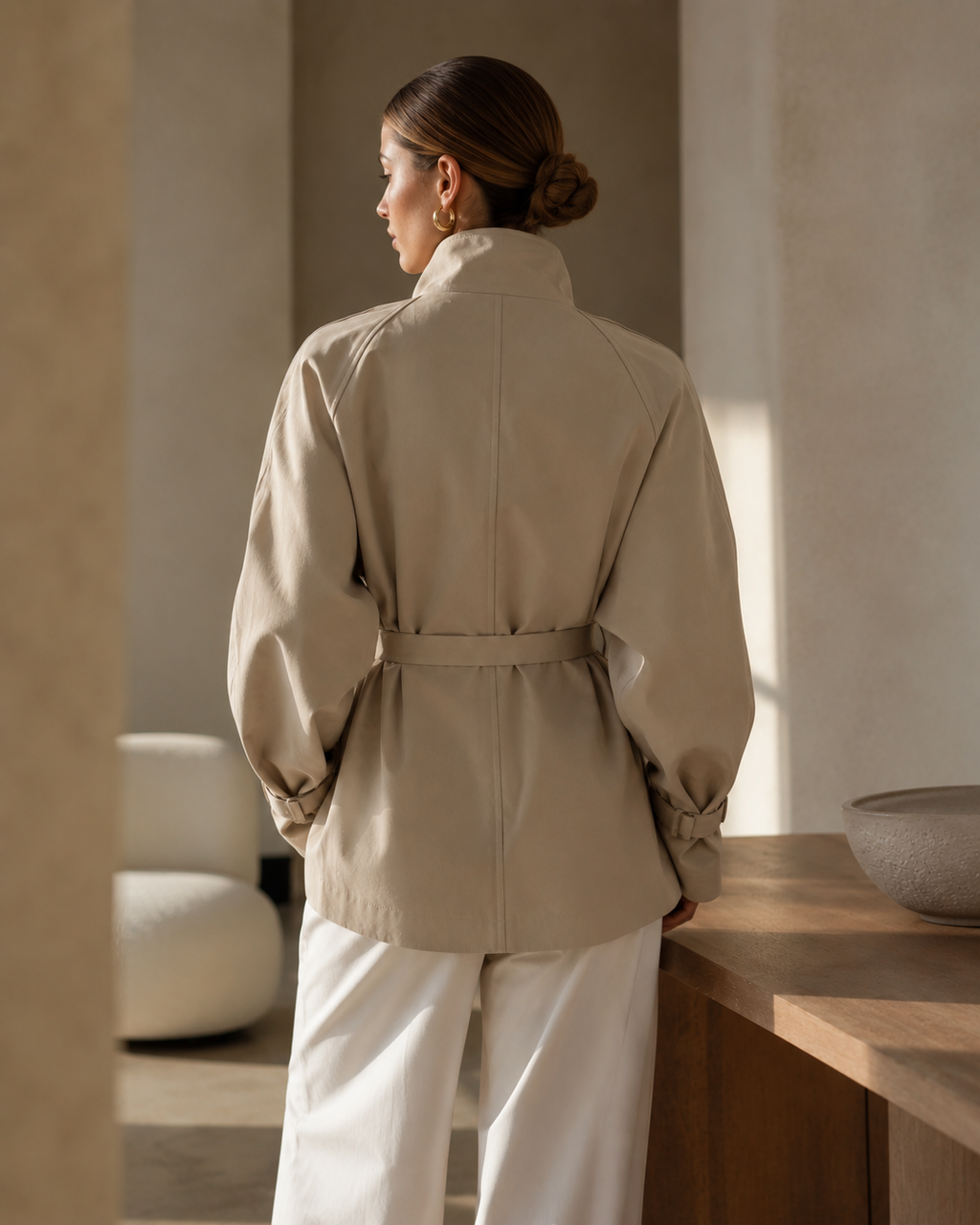 Soft Belted Jacket – Beige