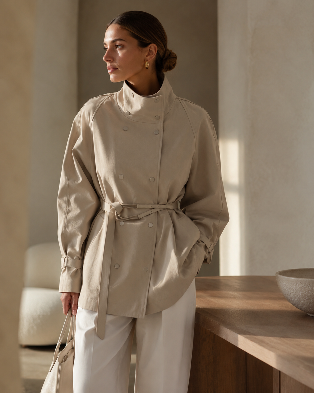 Soft Belted Jacket – Beige