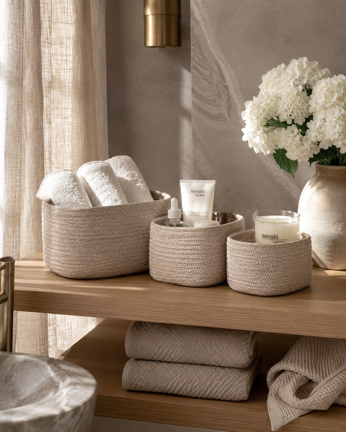 Cadima Basket - säilytyskorit, beige (3 kpl)