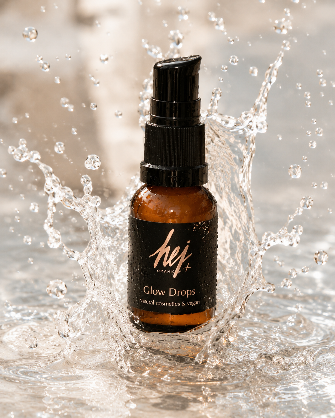 Hei Organic+ Glow Drops -pullo vesirojussa