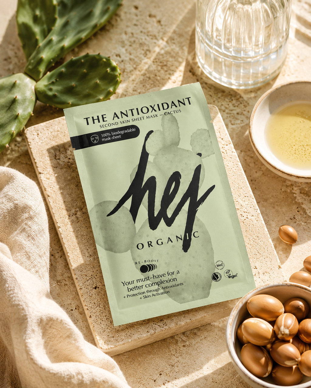 HEJ ORGANIC – The Antioxidant Second Skin Sheet Mask (Cactus)