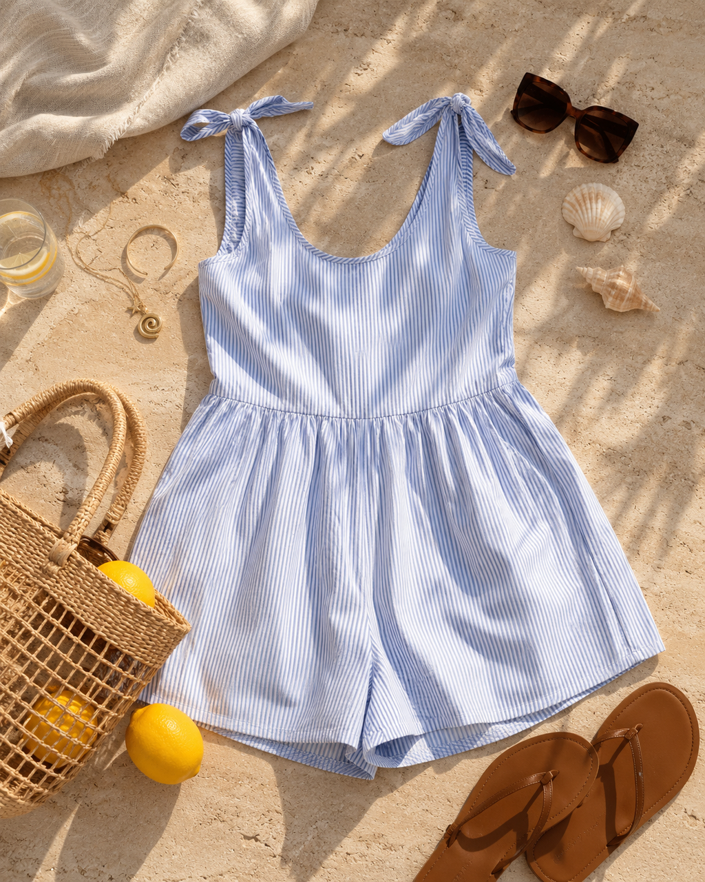 Coastal Stripe Playsuit – Sinivalkoinen
