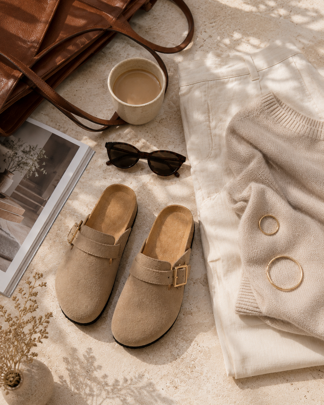 Copenhagen Suede Clogs – Kameli