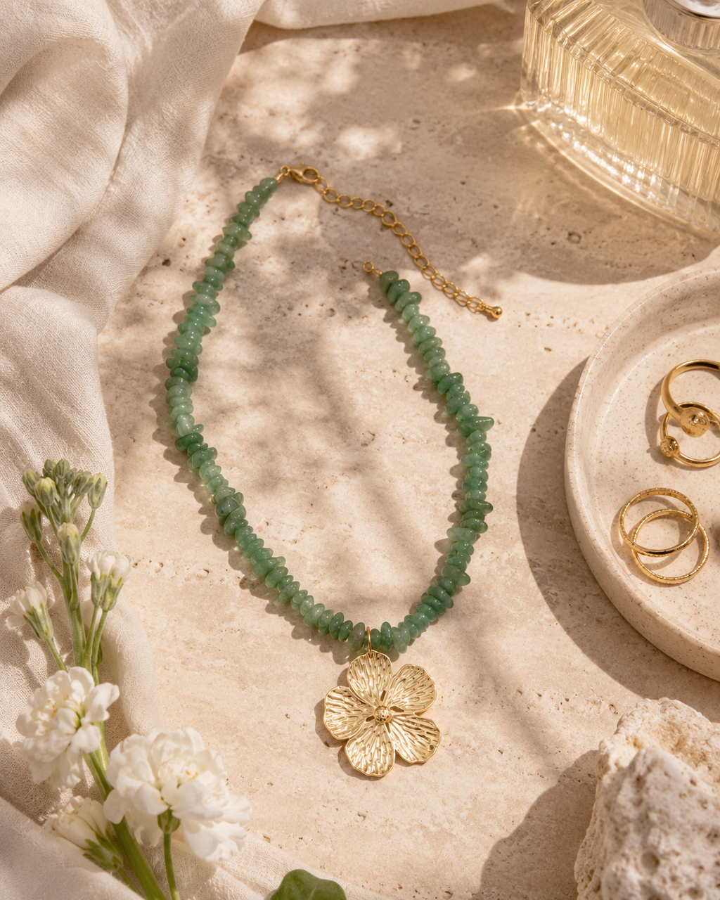 Bloom Aventurine Flower Necklace