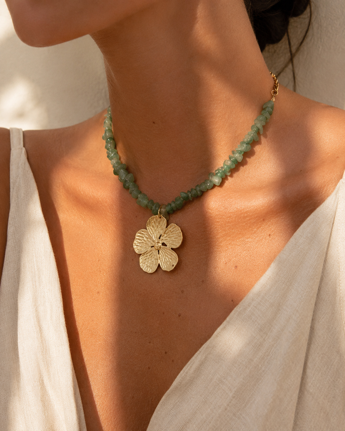 Bloom Aventurine Flower Necklace