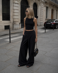 Petite Tailored Wide Leg Trousers – Black