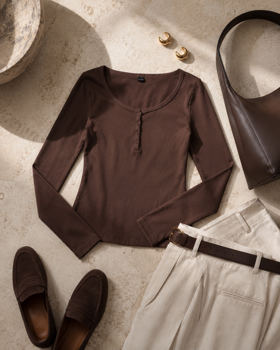 Copenhagen Button Long Sleeve – Chocolate