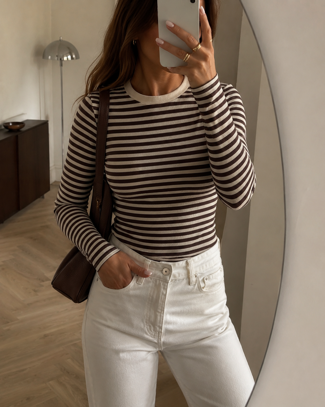 Copenhagen Ribbed Stripe Top – Chocolate