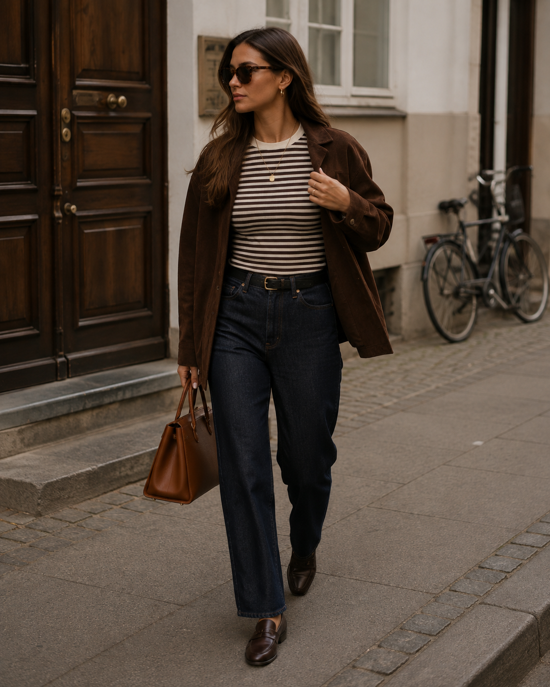 Copenhagen Ribbed Stripe Top – Chocolate