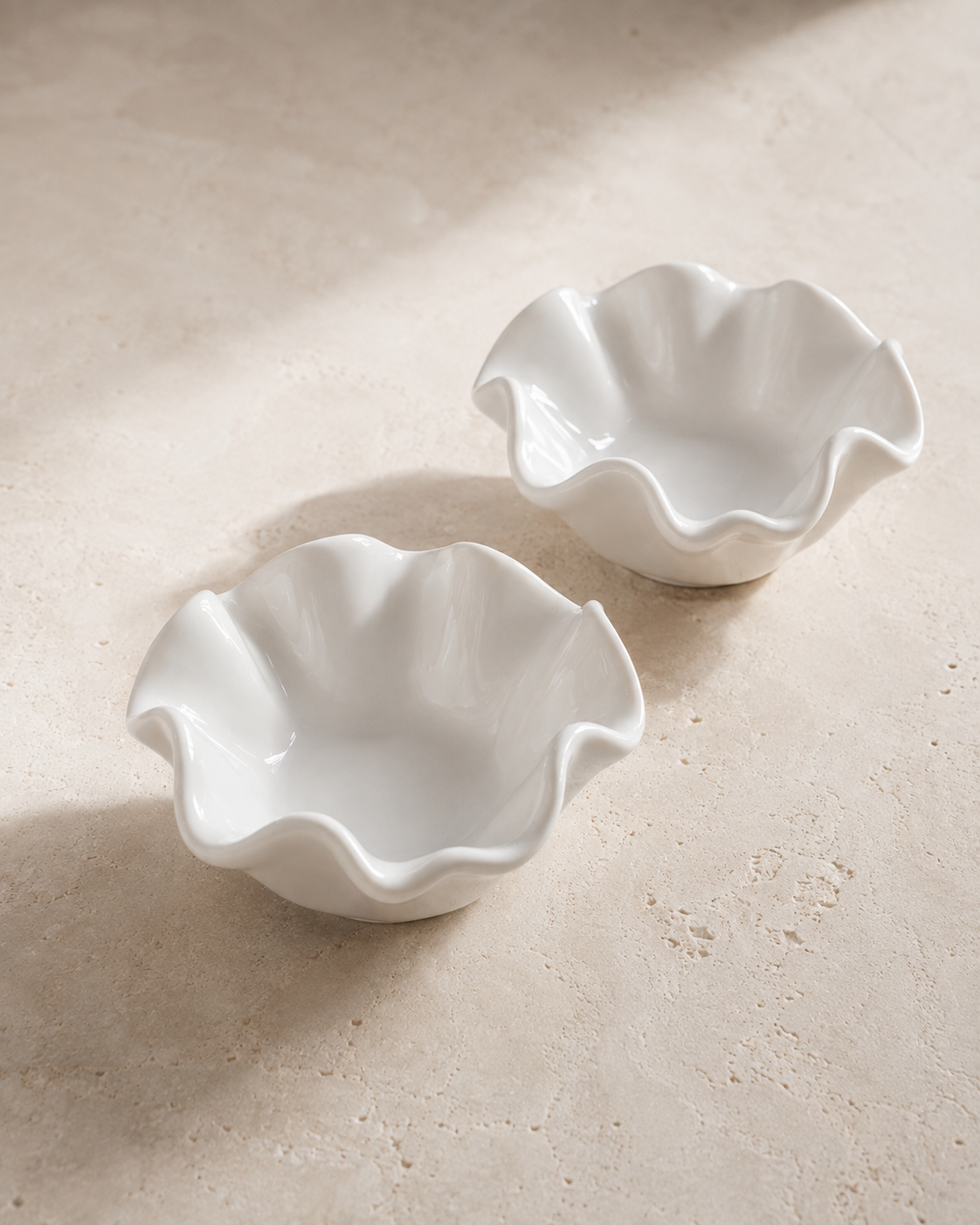 Wave Ceramic Bowl Set – White