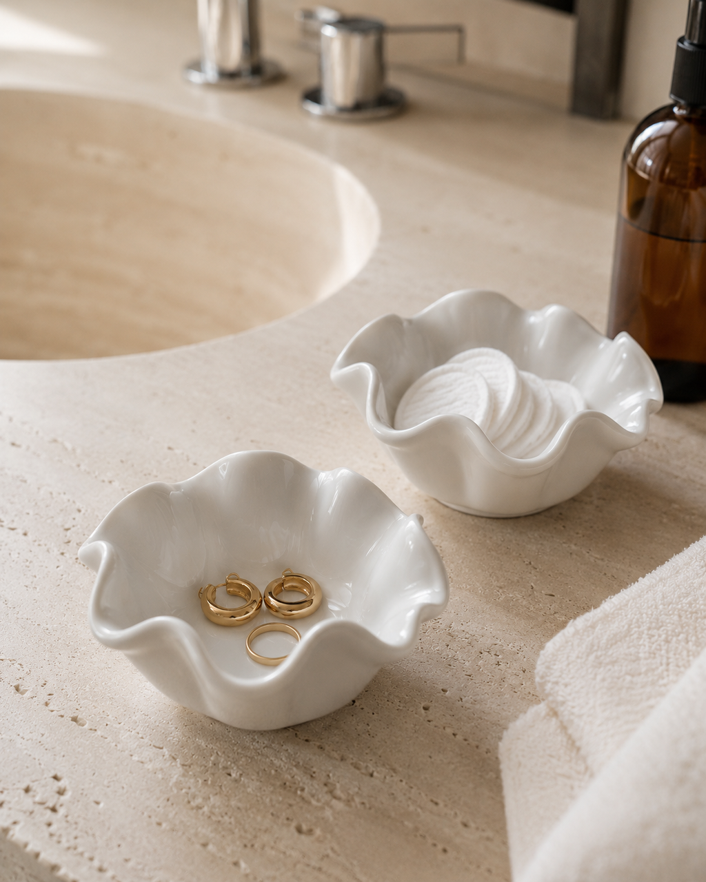 Wave Ceramic Bowl Set – White