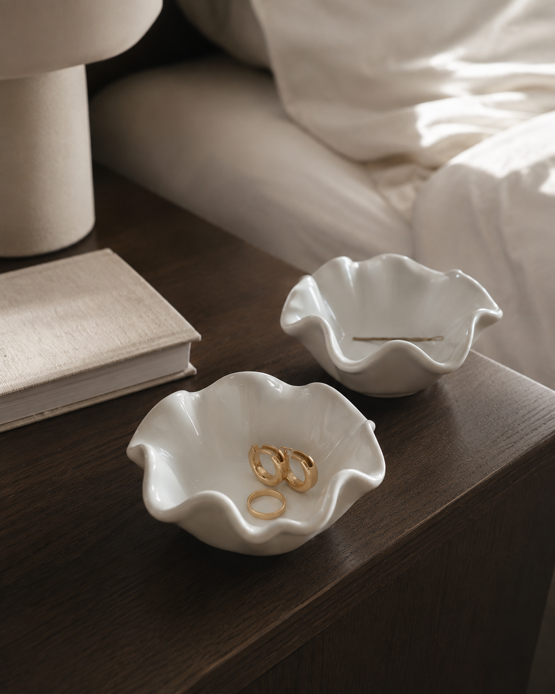 Wave Ceramic Bowl Set – White