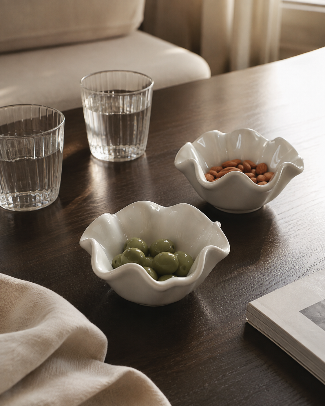 Wave Ceramic Bowl Set – White