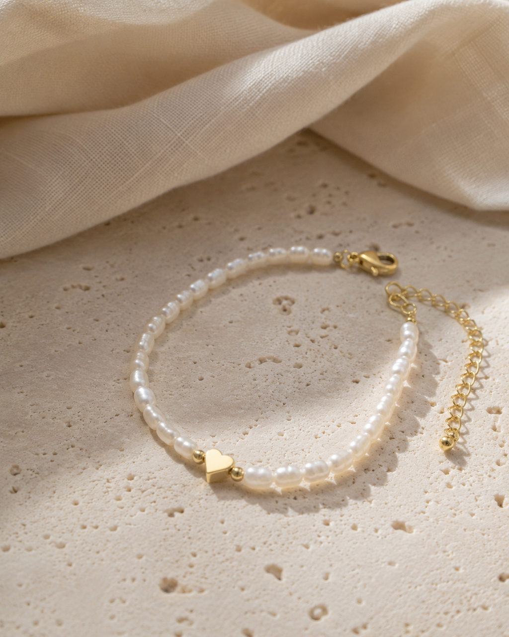 Pearl Heart Bracelet – Gold