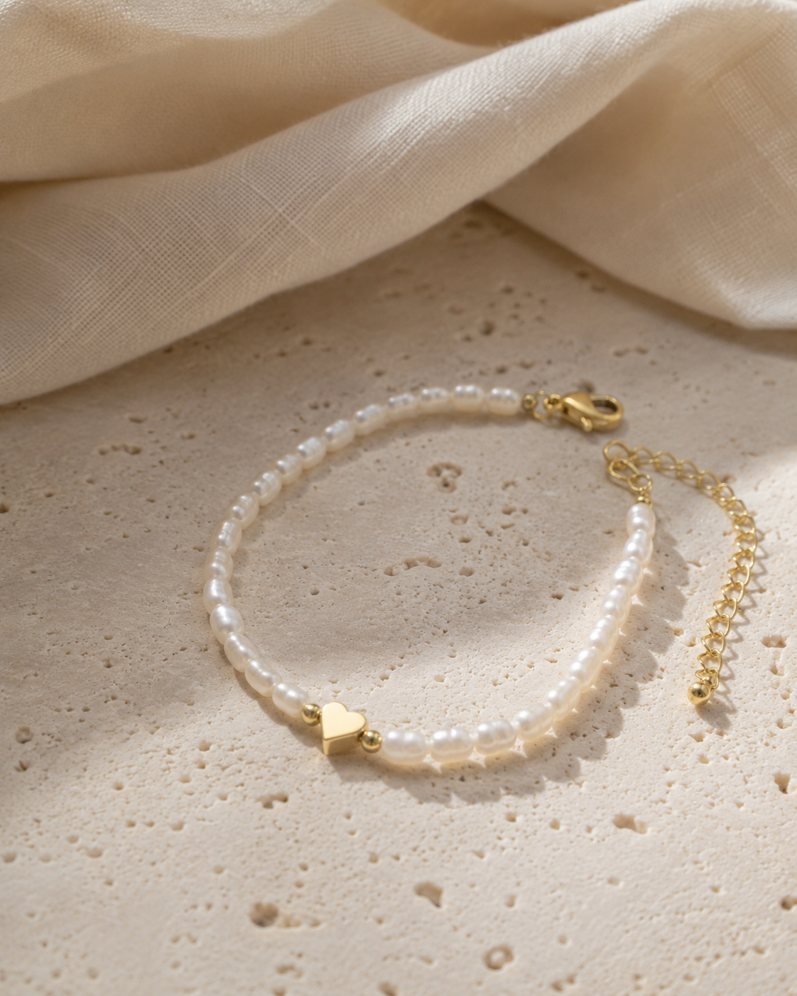 Pearl Heart Bracelet – Gold