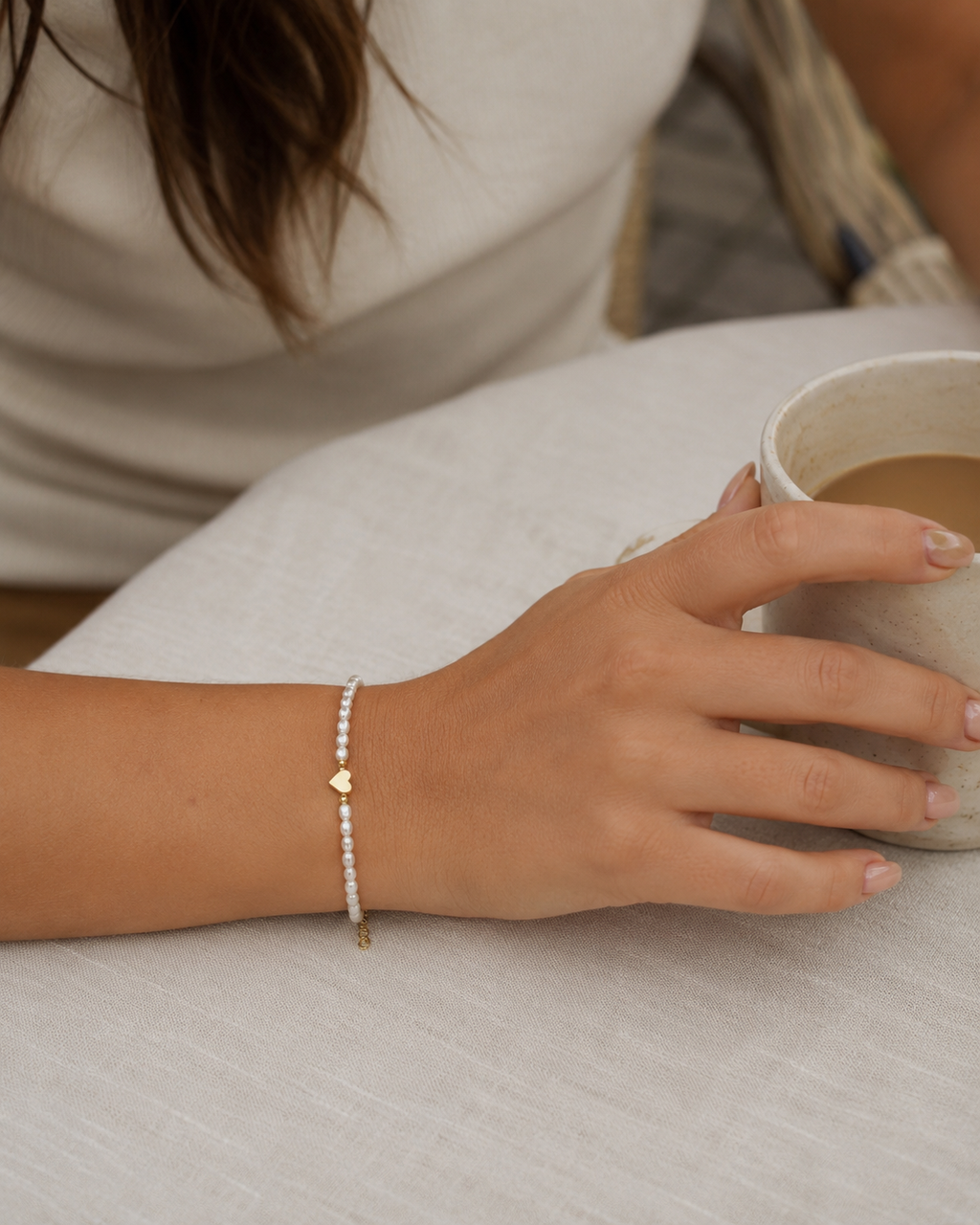 Pearl Heart Bracelet – Gold