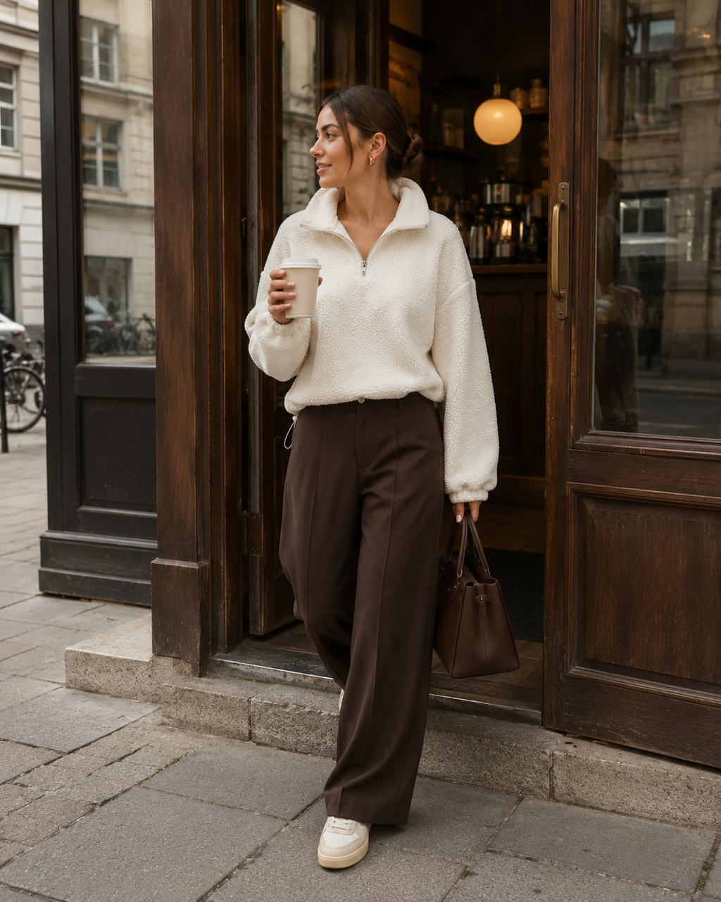 Teddy Half Zip – Ivory