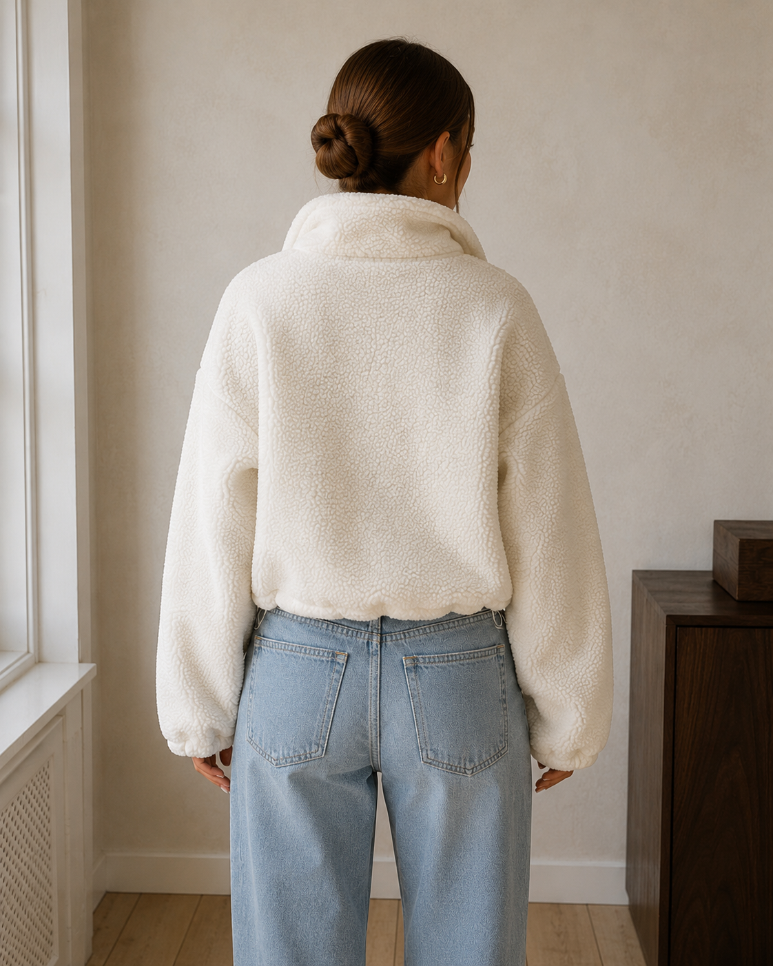 Teddy Half Zip – Ivory