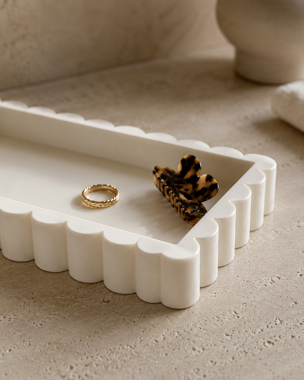 Sculpt Vanity Tray – Ivory