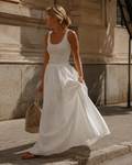 Valkoinen Flow Maxi Skirt