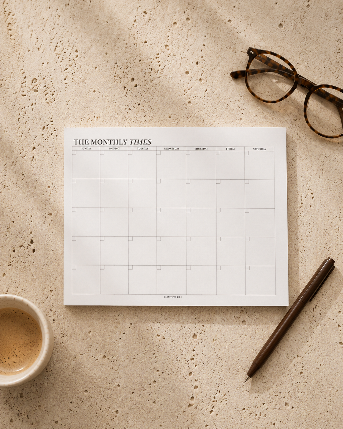 Monthly Desk Planner – Undated