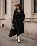 Long Hooded Zip Coat – Black
