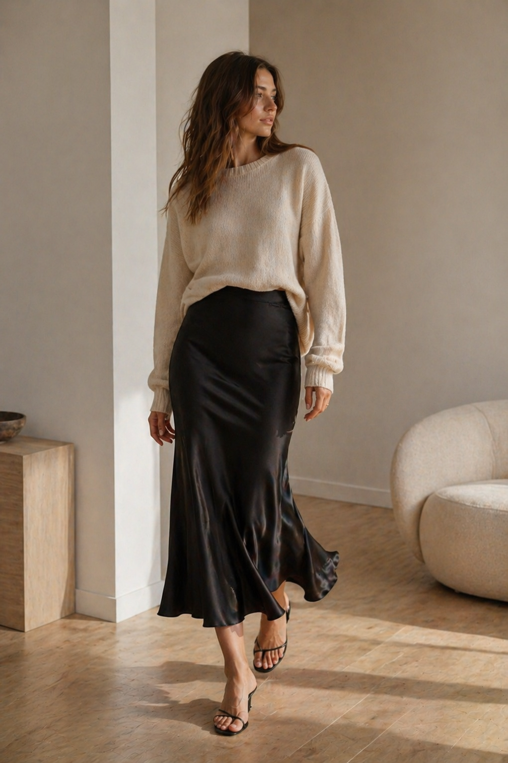 Silk Flow Midi Skirt