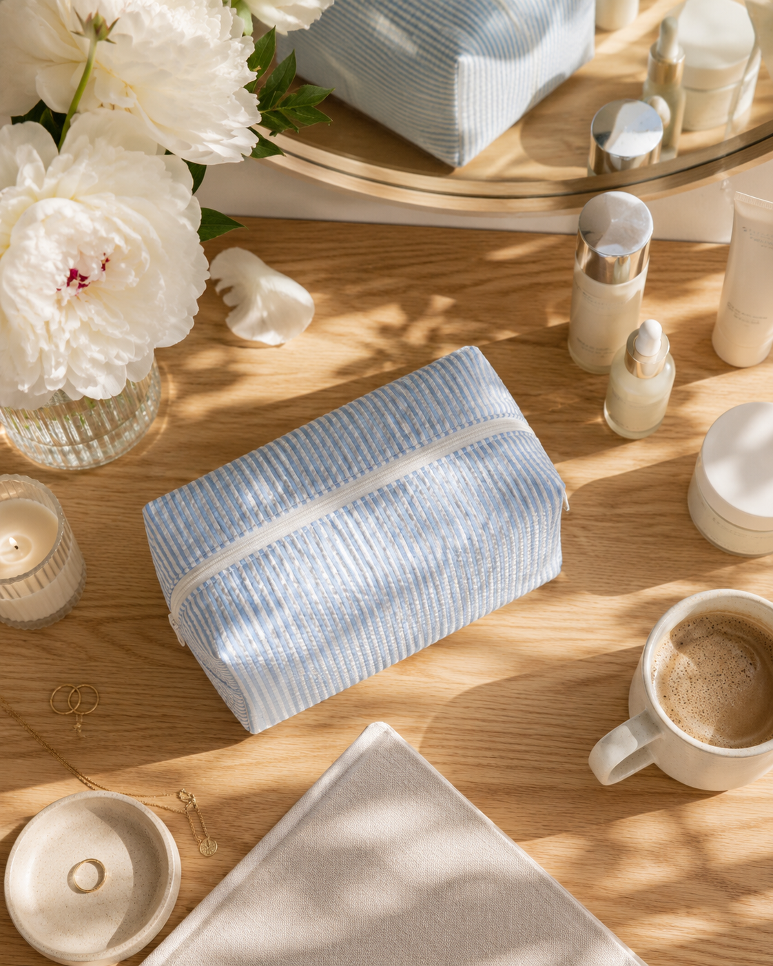Blue Stripe Beauty Pouch