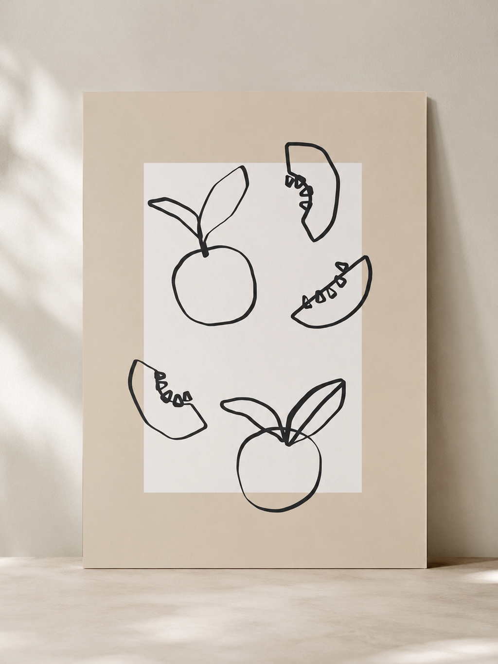 Peach & Home – Fruit Line Art Juliste A3