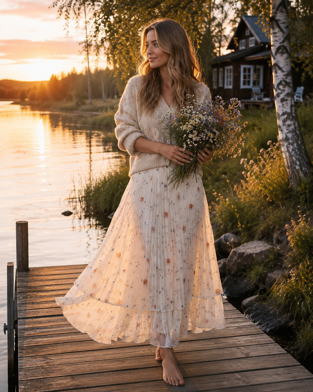 Fleur Pleated Skirt koko M