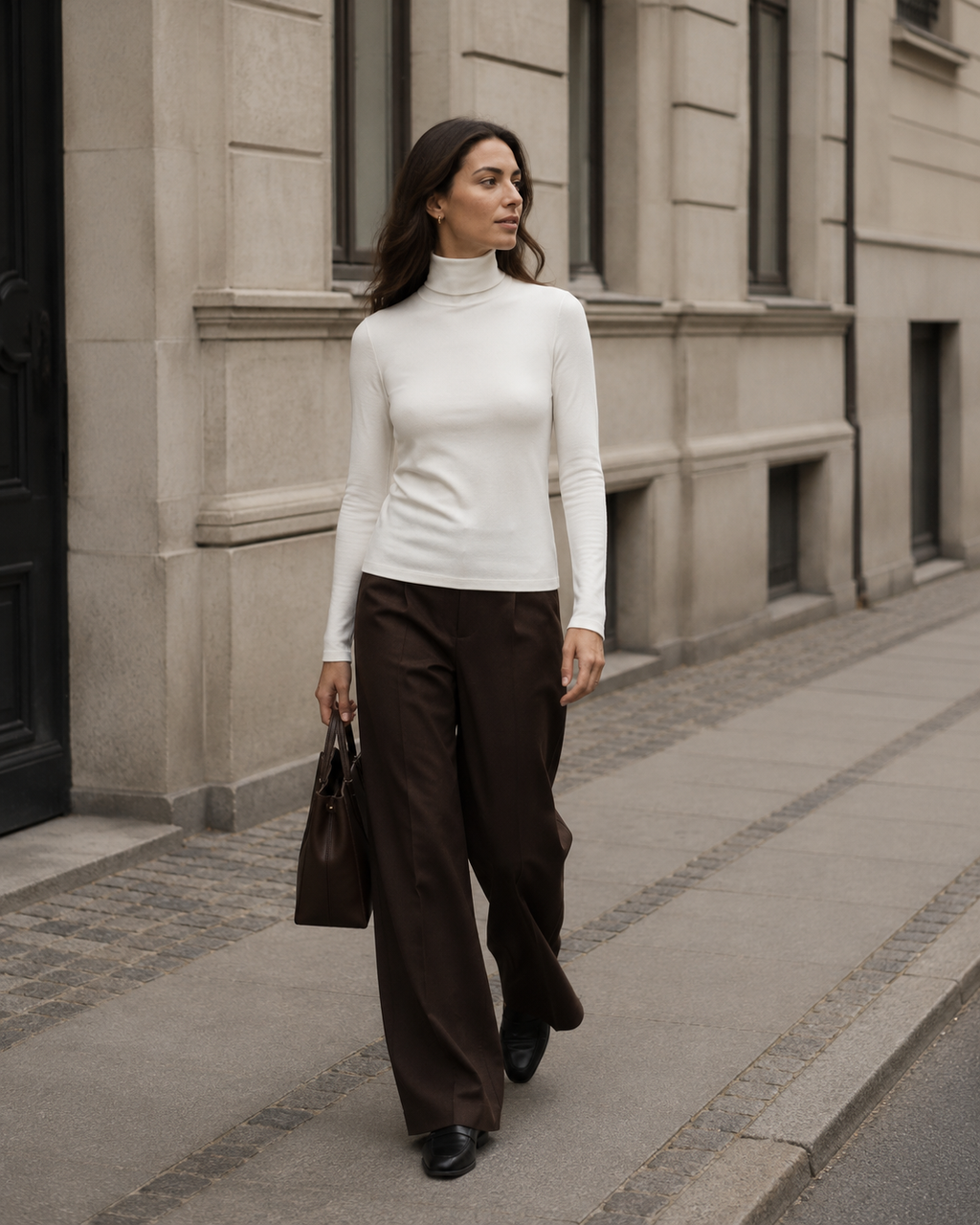 Fleece Turtleneck Top – White M