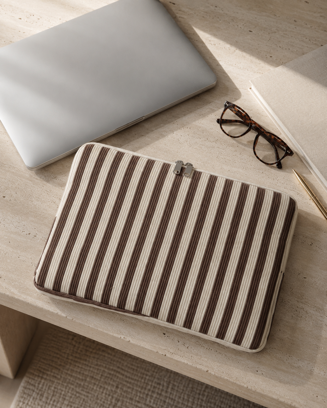 Copenhagen Stripe Laptop Sleeve – Mocha