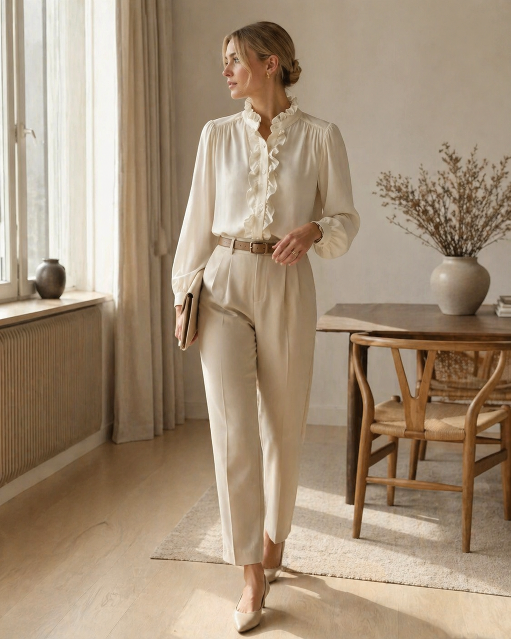 Soft Ruffle Blouse — Cream