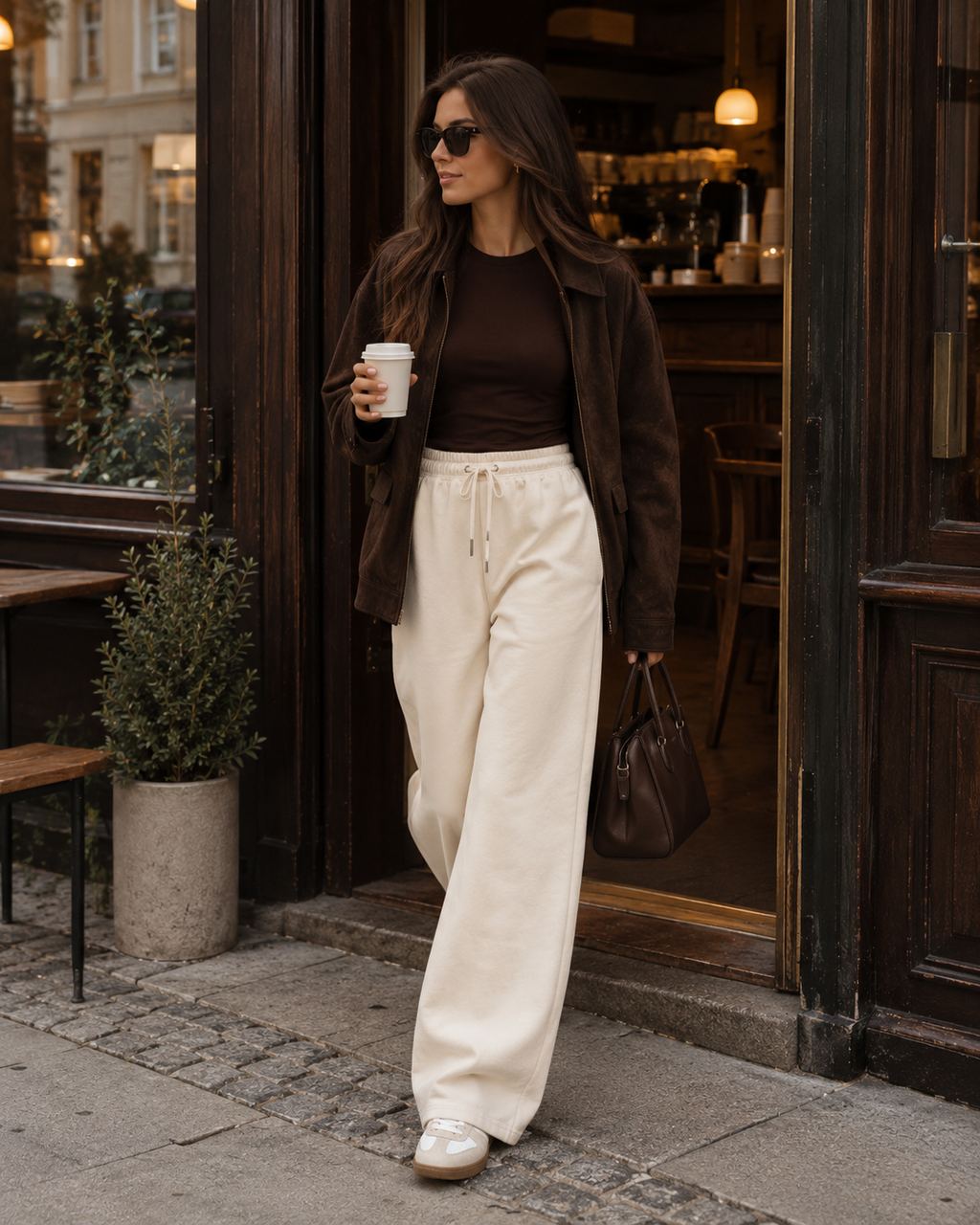 Soft Fleece Wide Leg Pants – Cream L