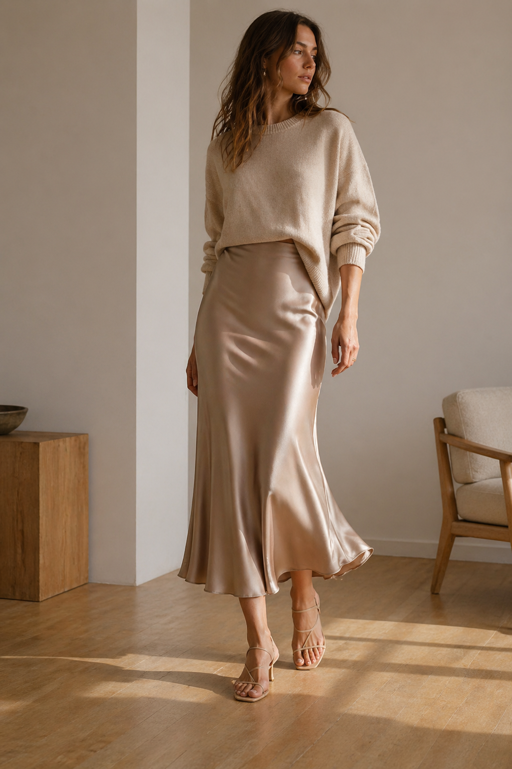 Silk Flow Midi Skirt